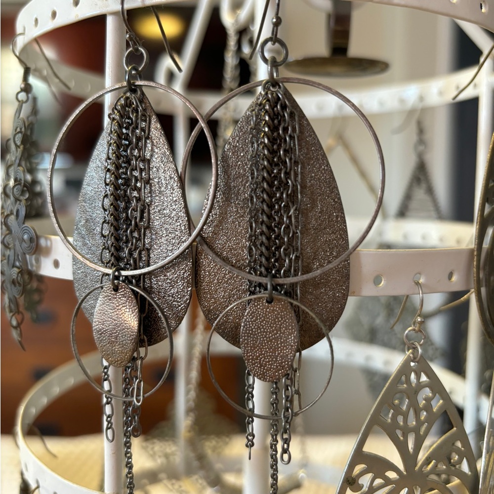 EUC Brushed Metallic Dangle Earrings